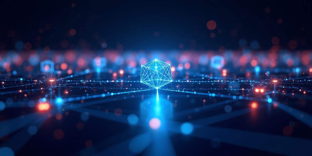 Abstract representation of an agile, networked organization with glowing data nodes