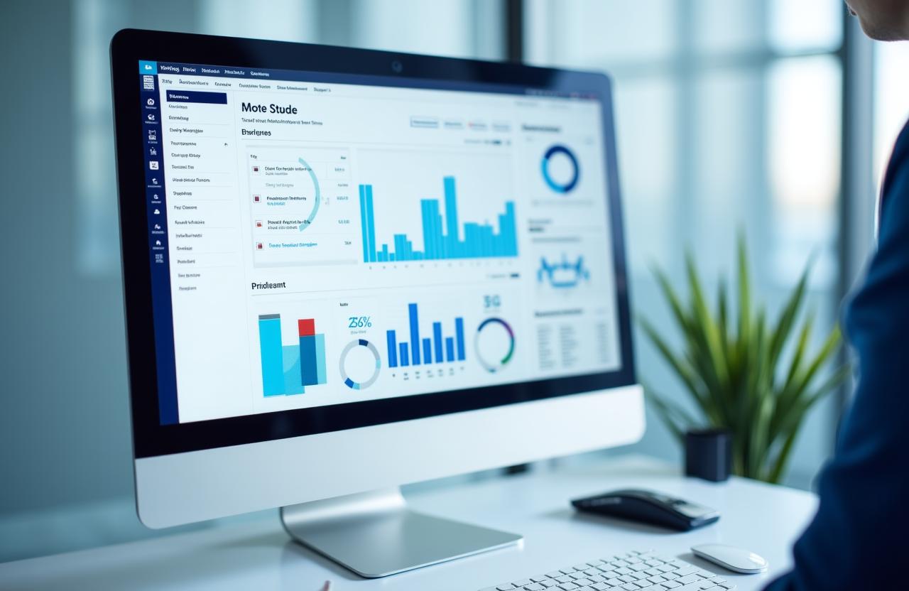 AI-powered business intelligence dashboard showing automated charts and data insights