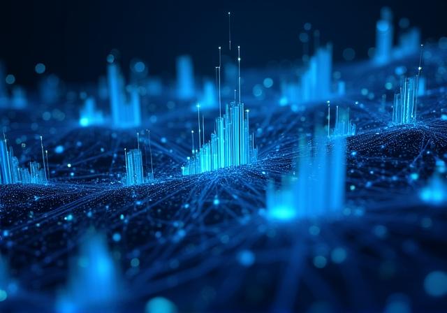 Abstract representation of data visualization and AI connectivity